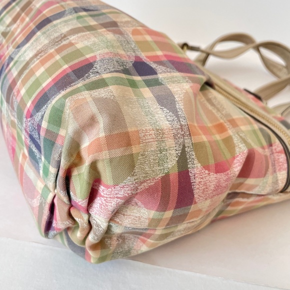 Coach Daisy Madras Plaid Glam Signature Tote Shoulder Bag - Picture 8 of 16